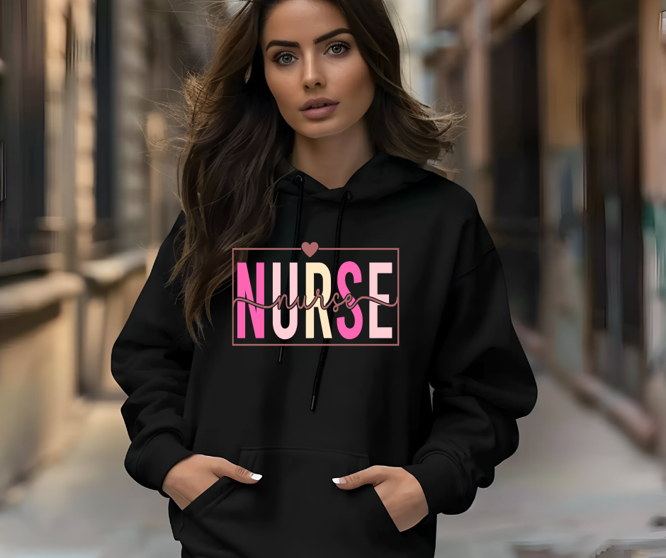 Nurse Heart Black Hoodie