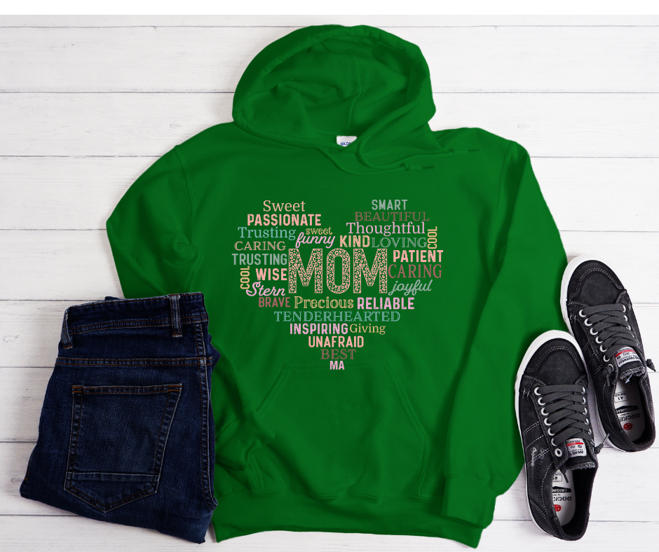 MAMA Heart Hoodie in Irish Green Color