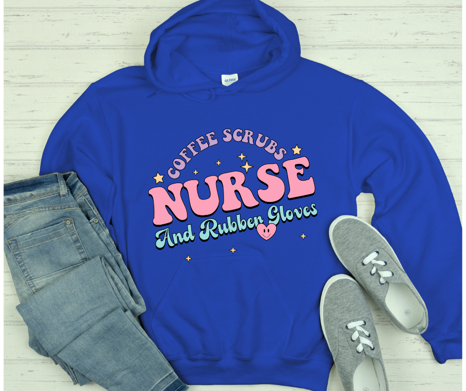 Coffee Scrubs Nurse Rubber Gloves in Colours Royal Blue Hoodie