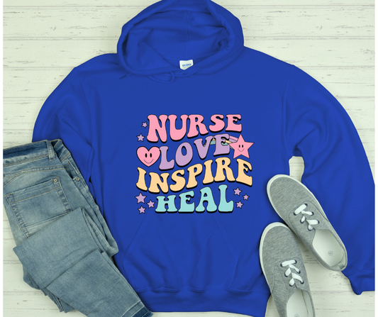 Nurse Love Inspire Heal Royal Blue Hoodie