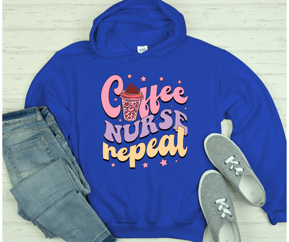 Coffee Nurse Repeat Black Hoodie