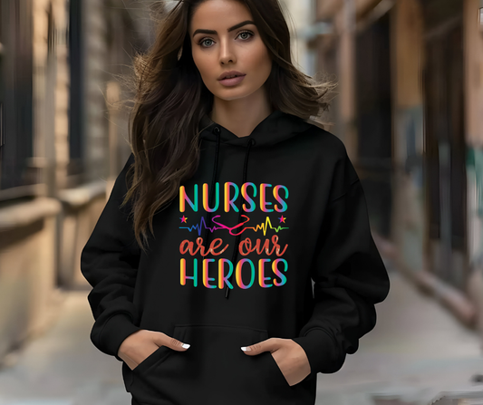 Nurses are Heroes Black Hoodie