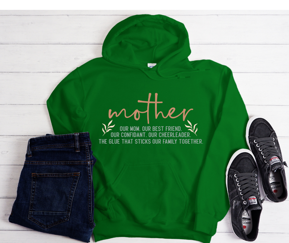 Mom Best Friend Cheerleader Hoodie in Irish Green Color