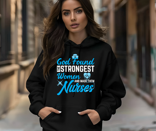 Strongest Women are Nurses Black Hoodie