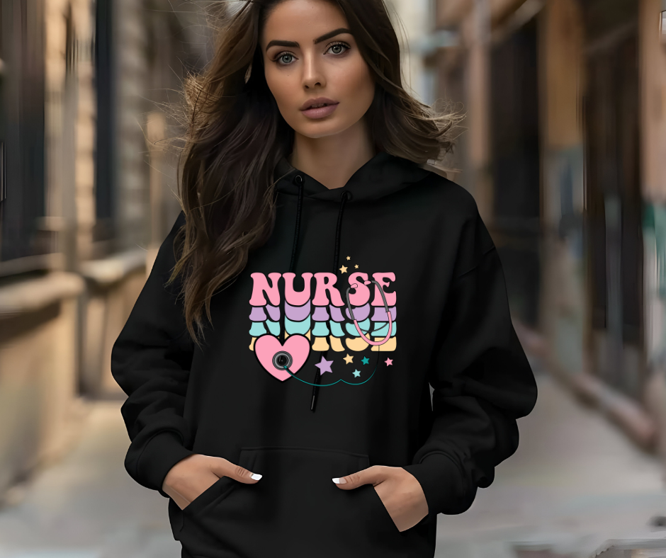 Nurse Heart  Black Hoodie