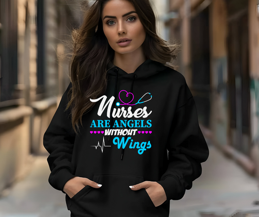 Nursing are Angels Without Wings Black Hoodie