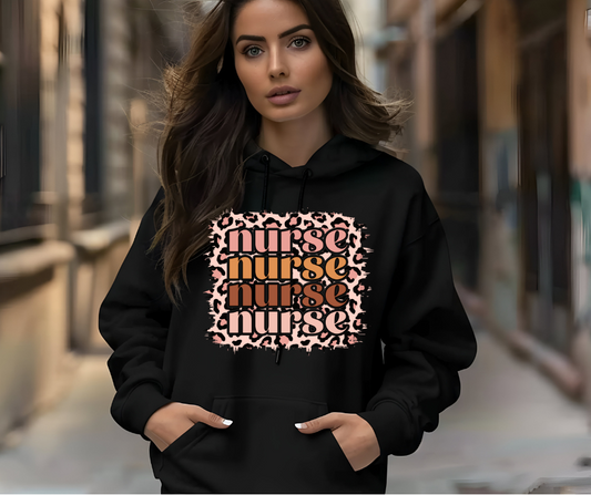 Nurse Leopard Black Hoodie