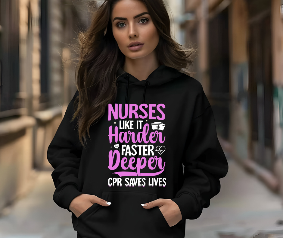 Funny Nurse CPR Saves Lives Black Hoodie