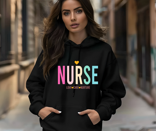 Nurse Heart Black Hoodie