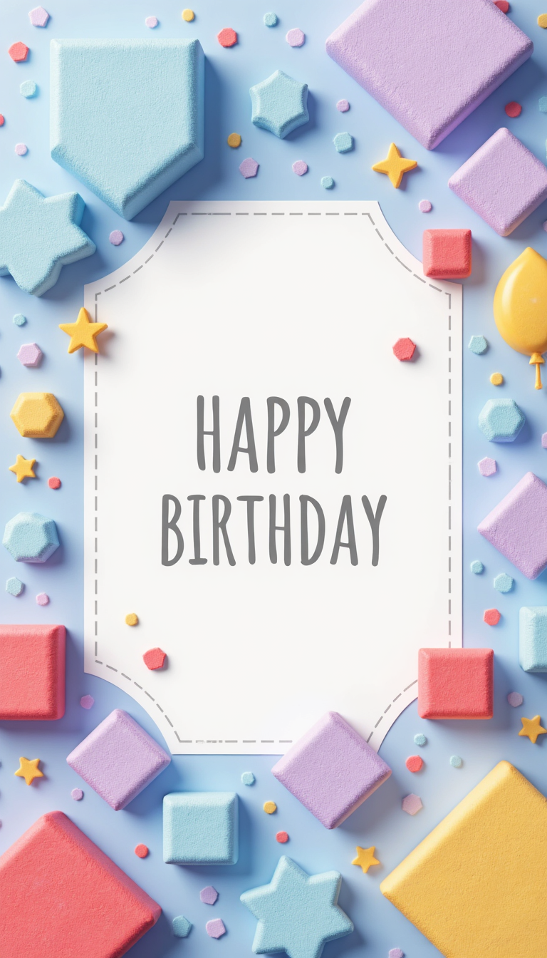 Home origami cake and balloon birthday card design for girls and boys