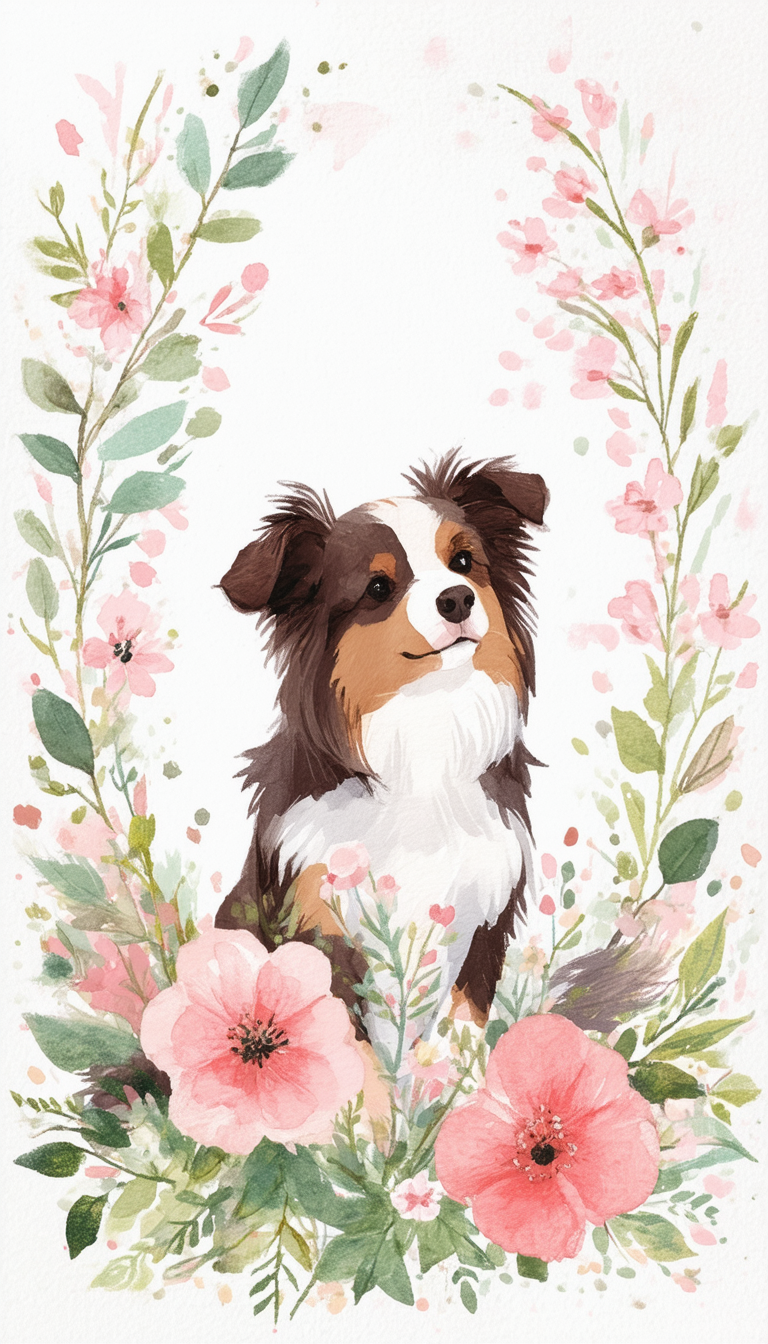 Home journal and birthday card design for girls and boys dog design digital art
